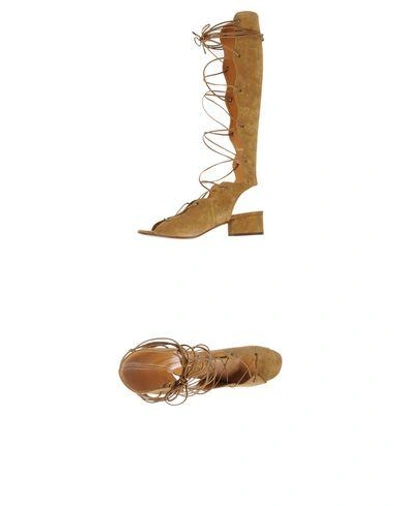 Shop Saint Laurent Sandals In Camel