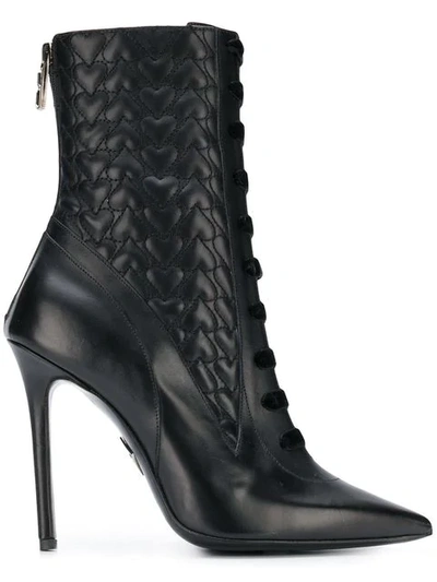 Shop Aperlai Hearts Ankle Boots In Black