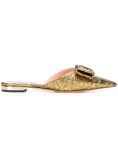 Shop Rochas Party Bow Slippers In Metallic