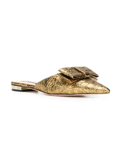 Shop Rochas Party Bow Slippers In Metallic