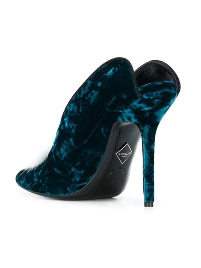 Shop Aperlai Bejewelled Heart Mules In Blue