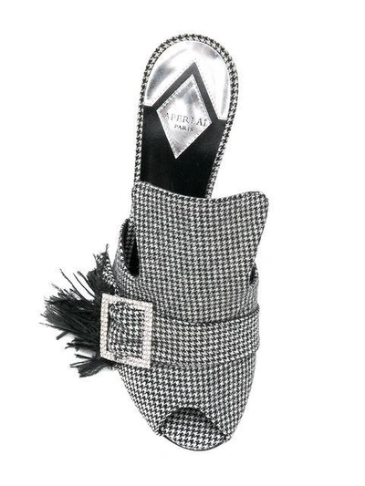 houndstooth buckle mules