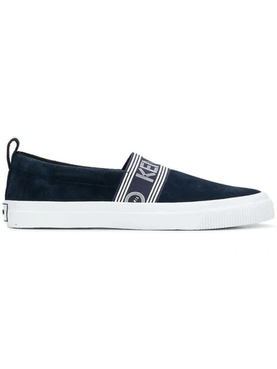 Shop Kenzo Embroidered Logo Sneakers In Blue