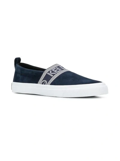 Shop Kenzo Embroidered Logo Sneakers In Blue