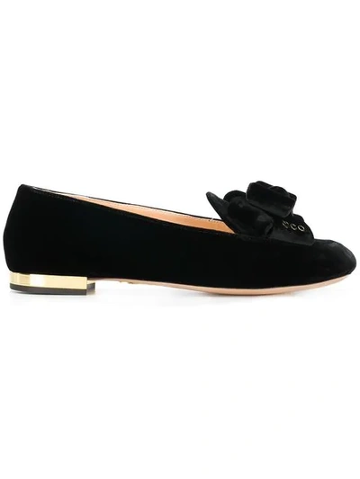 Shop Charlotte Olympia Bow Ballerinas In Black