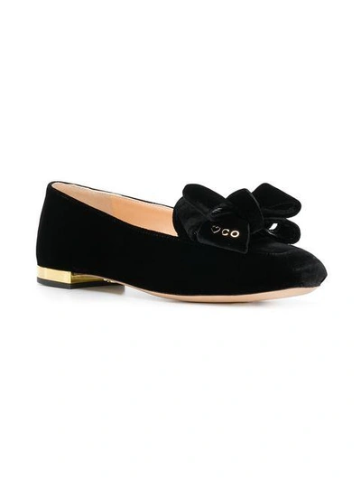 Shop Charlotte Olympia Bow Ballerinas In Black