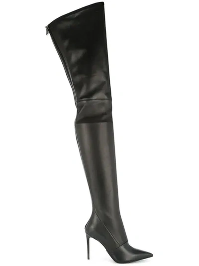 Shop Balmain Over The Knee Stiletto Boots In Black