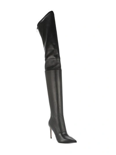 Shop Balmain Over The Knee Stiletto Boots In Black