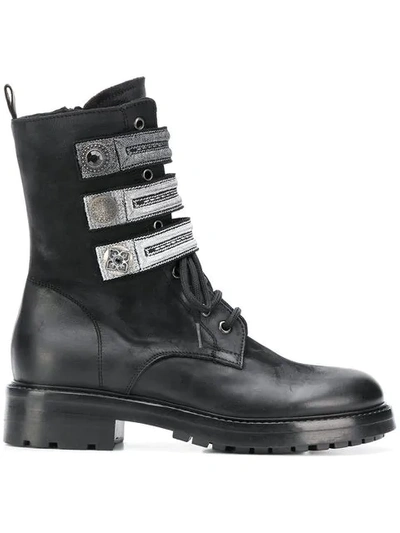 Shop Strategia Metallic Strap Boots - Black