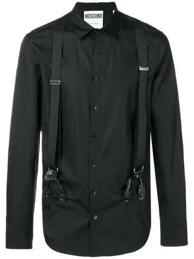 Shop Moschino Shirt With Suspenders And Harness - Black