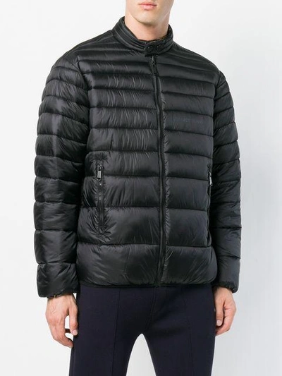 Shop Versace Jeans Zipped Padded Jacket - Black