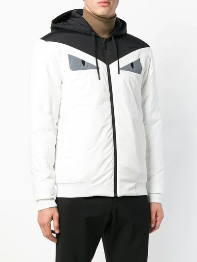 Shop Fendi Loose Hooded Jacket - White