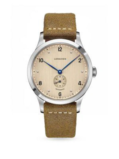 Shop Longines Heritage 1945 Stainless Steel Automatic Strap Watch In Brown
