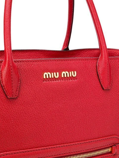 Shop Miu Miu Logo Tote Bag - Red