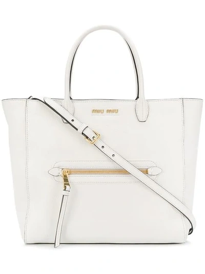 Shop Miu Miu Logo Tote Bag - White