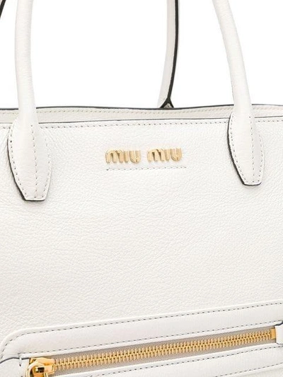 Shop Miu Miu Logo Tote Bag - White