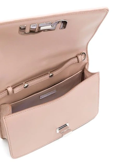 Shop Miu Miu Quilted Logo Shoulder Bag In Pink