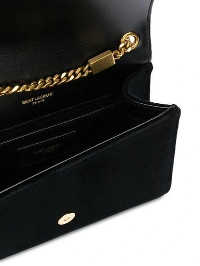 Shop Saint Laurent Small Kate Monogram Velvet Bag In Black