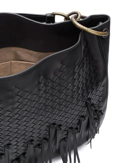 Shop Bottega Veneta Intrecciato Weave Shoulder Bag In Black