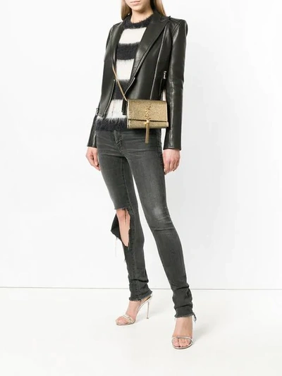 Shop Saint Laurent Kate Shoulder Bag In Metallic