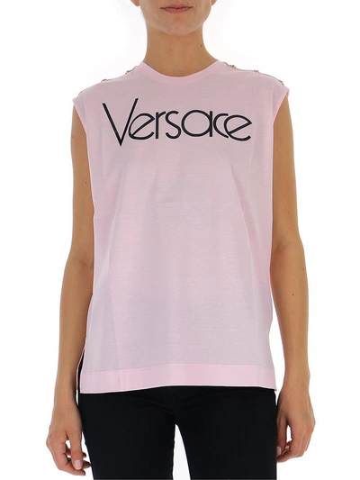Shop Versace Logo Tank Top In Pink