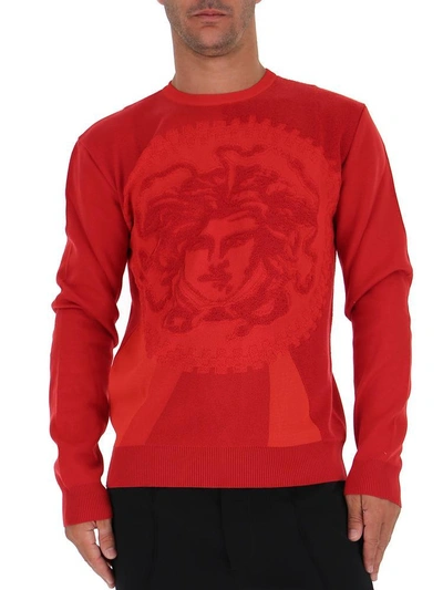 Shop Versace Medusa Sweater In Red