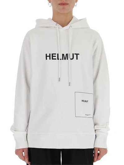 Shop Helmut Lang Logo Hoodie In White