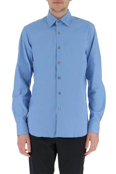 Shop Prada Stretch Cotton Shirt In Blue
