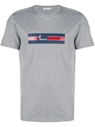 Shop Moncler Printed Logo T-shirt - Grey