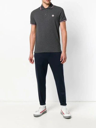 Shop Moncler Basic Polo Shirt - Grey