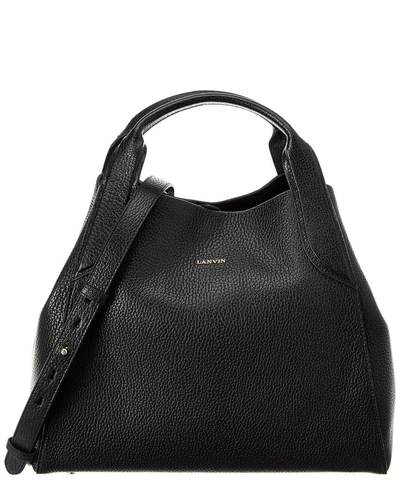 Shop Lanvin Small Cabas Leather Hobo In Black