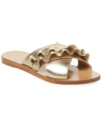 Shop Saks Fifth Avenue Ruffle Slide Leather Sandal In Nocolor