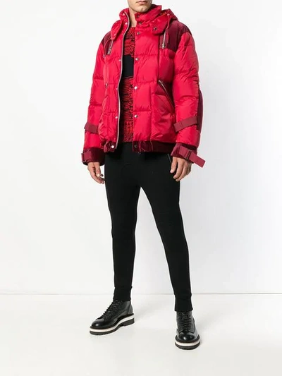 Shop Sacai Padded Jacket In Red