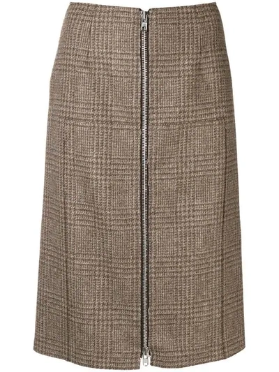 Shop Maison Margiela Check Pencil Skirt - Brown