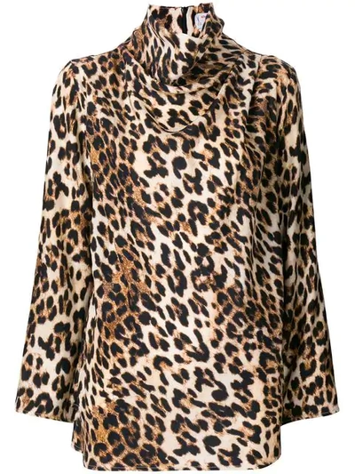 Shop Alberto Biani Leopard Print Blouse - Neutrals