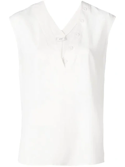 Shop Mauro Grifoni Buttoned V-neck Tank Top - White