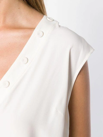 Shop Mauro Grifoni Buttoned V-neck Tank Top - White