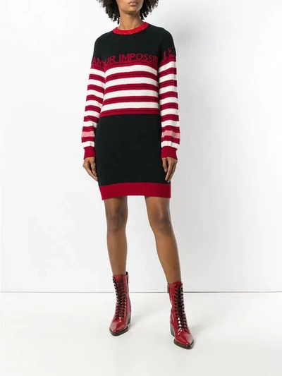 Shop Pinko Striped Jumper Dress - Black
