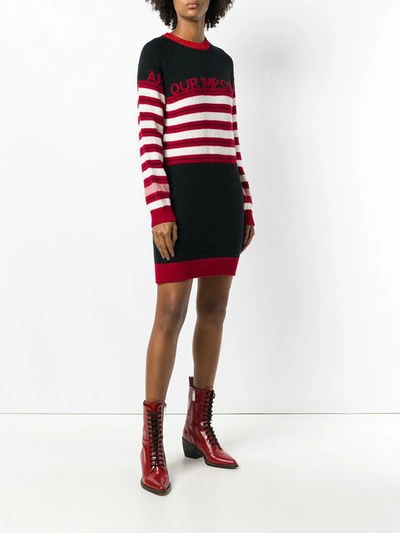Shop Pinko Striped Jumper Dress - Black
