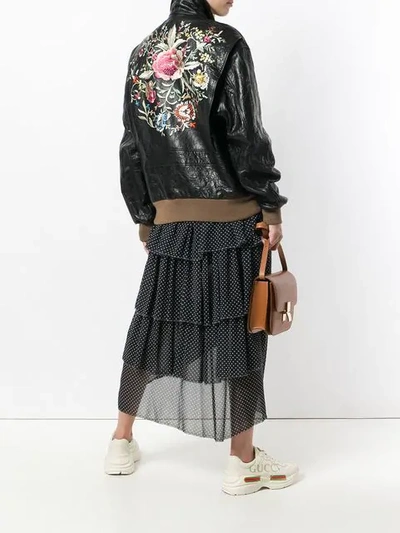 Shop Gucci Floral Embroidery Jacket In Black