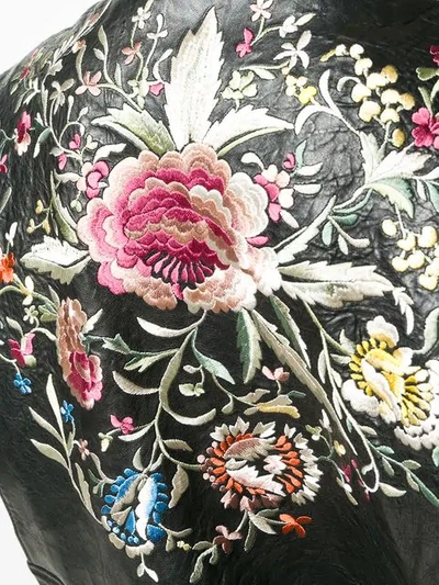 Shop Gucci Floral Embroidery Jacket In Black
