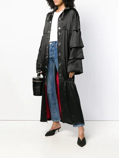 Shop Rouge Margaux Long Drapped Coat In Black