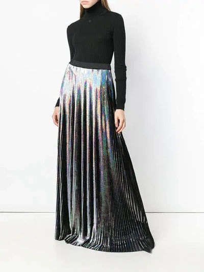 Shop Balmain Holographic Pleated Skirt