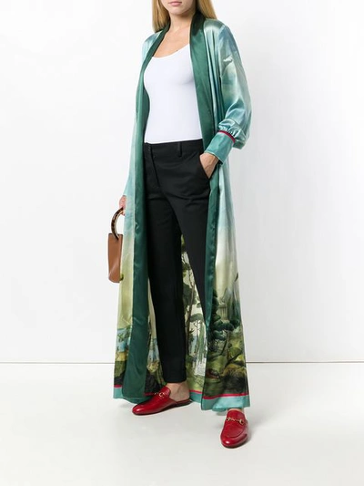 Shop F.r.s For Restless Sleepers Printed Long Belted Kimono - Green