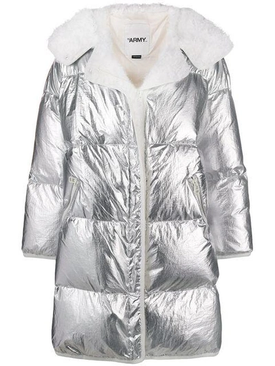 Shop Yves Salomon Army Oversized Padded Zipped Coat - Metallic