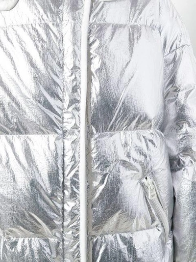 Shop Yves Salomon Army Oversized Padded Zipped Coat - Metallic