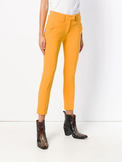Shop Dondup Cropped Skinny Trousers - Yellow
