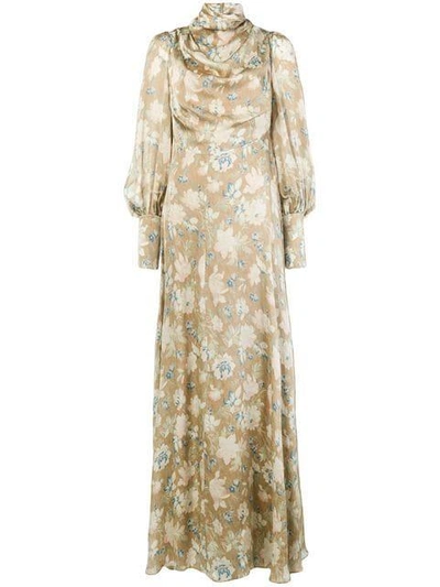 Shop Zimmermann Draped Long Dress - Neutrals