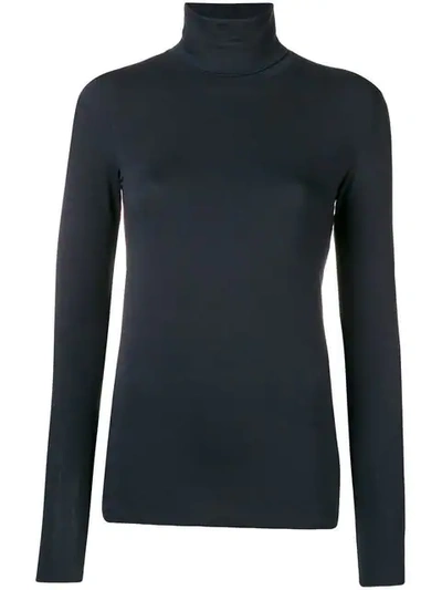 Shop Majestic Roll-neck Top In Blue