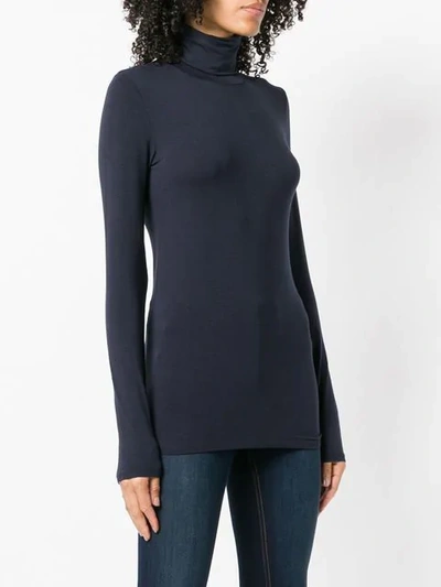 Shop Majestic Roll-neck Top In Blue